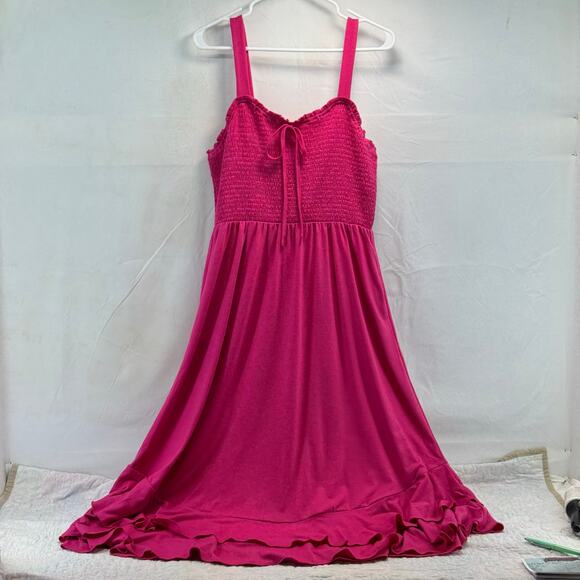 New caracilia women’s L pink sundress with pockets and ruffles - Picture 1 of 8